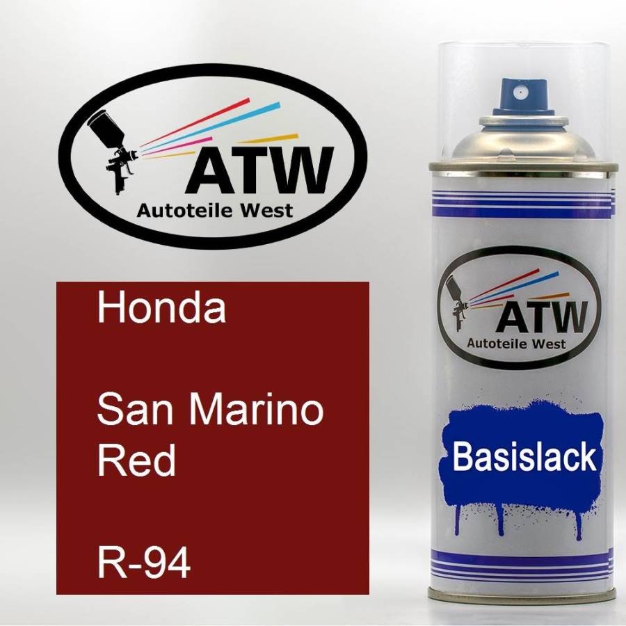 Honda, San Marino Red, R-94: 400ml Sprühdose, von ATW Autoteile West.